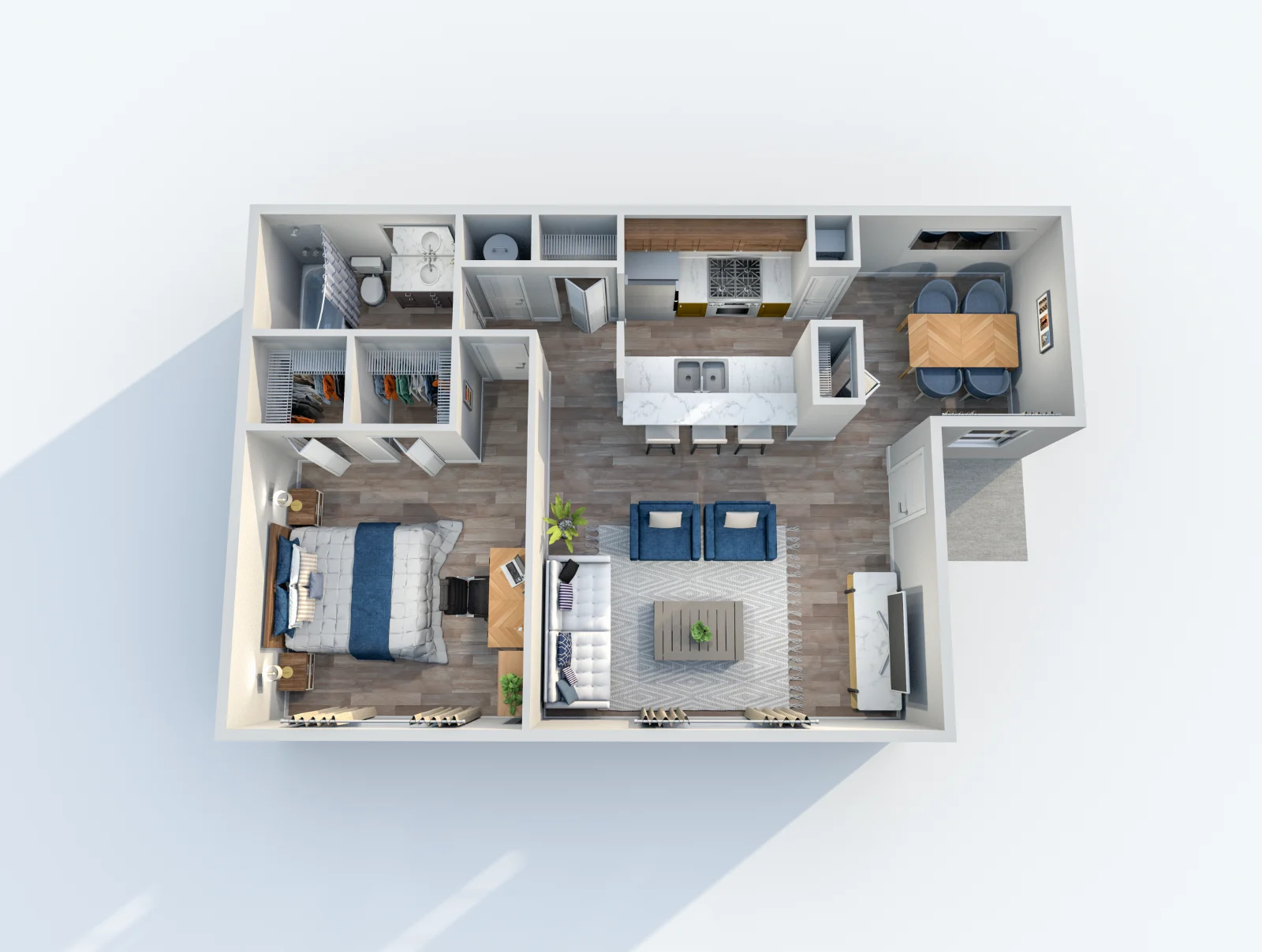 Beverly at Lakeside — floor plan, Plan A3 · 1 bed · 1 bath · 764 sq ft